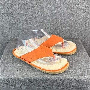 LL Bean Wicked Good Sheepskin Shearling Thong Slide Indoor/Outdoor Size 10